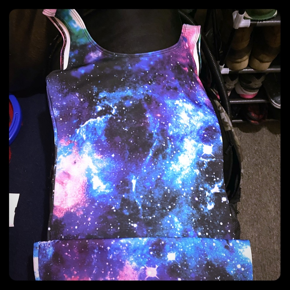Galaxy size small low cut back dress